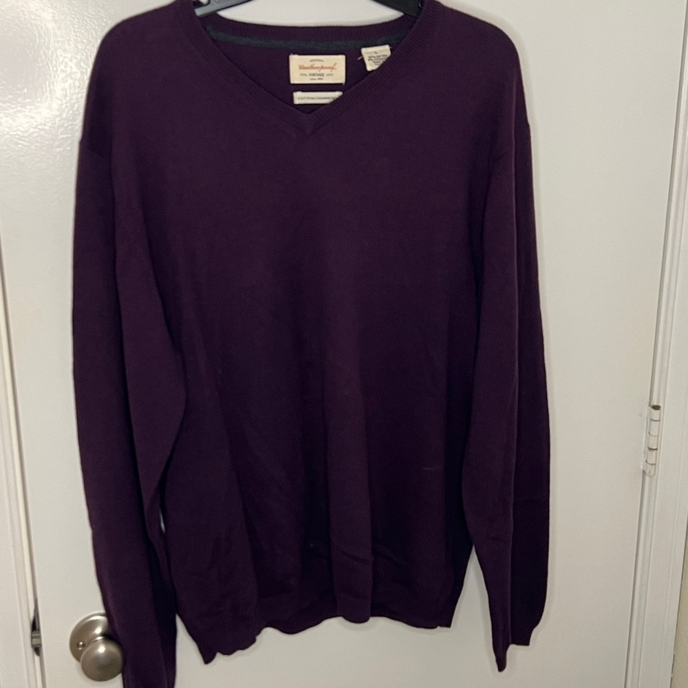 Weatherproof Men's Deep Purple V-Neck Cotton Blend Sweater